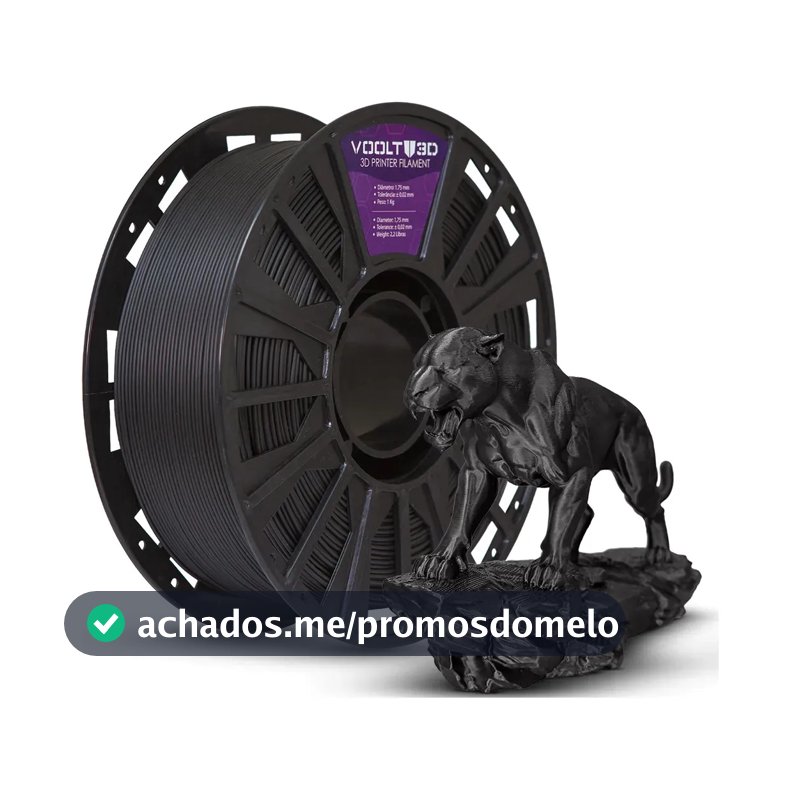 Filamento Pla Preto Velvet Aveludado 1kg Para Decoração Impressão Voolt3D
