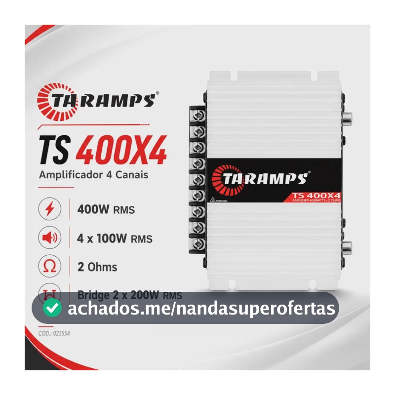 Modulo Taramps 400 Rms Ts-400 Ts400x4 T400 4 Canais V6