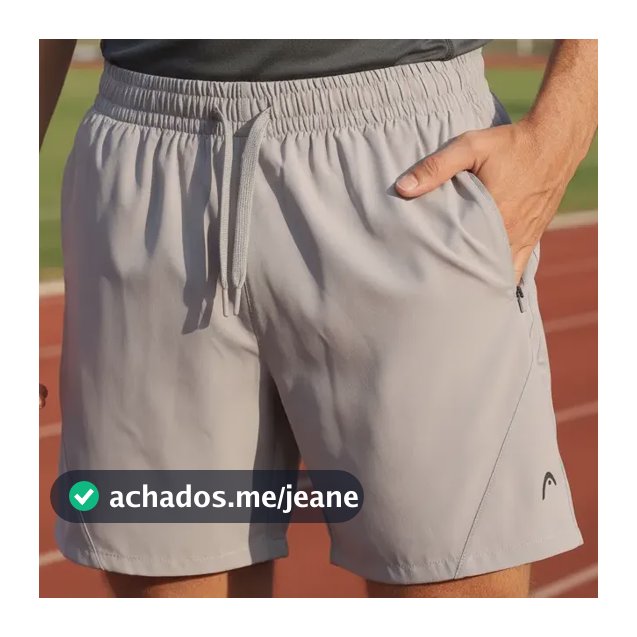Bermuda Head Hiflex Cinza Tennis Bolso Zíper Short Interno Cinza Claro Liso G