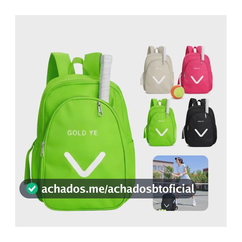 Bolsa Mochila Raquete Beach Tenis Squash Padel Raquetebol Grande Usb Raqueteira Mala Marca Pinkberry Cor Verde