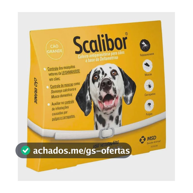 Coleira Antiparasita Scalibor 65 cm Proteção 4 Meses Pulgas e Mosquitos