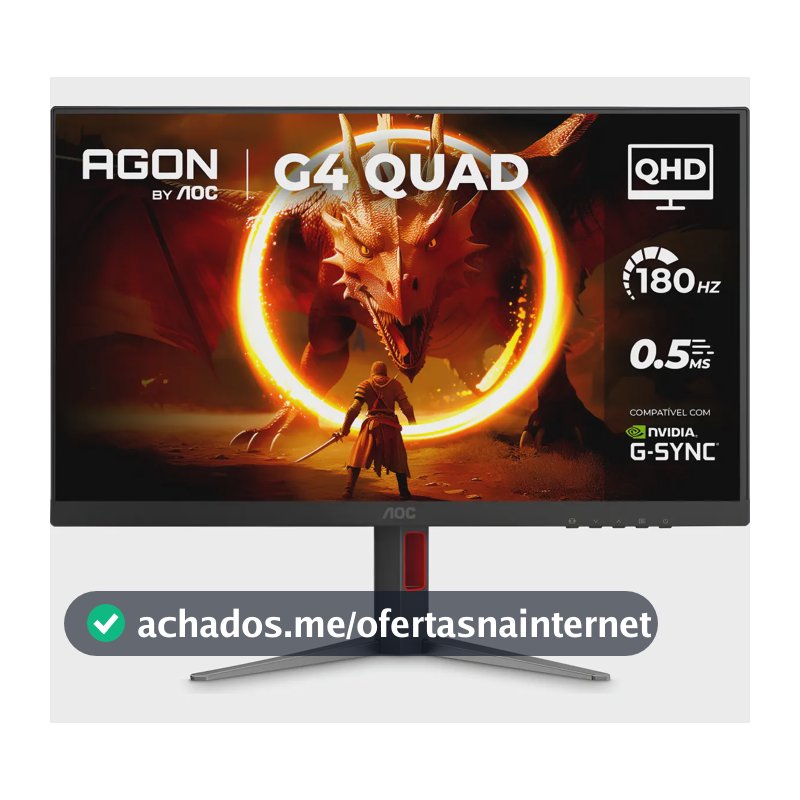 Monitor Gamer Aoc Agon Quad 27'' 180hz Base Ajustável Q27g4f Preto 127/220v