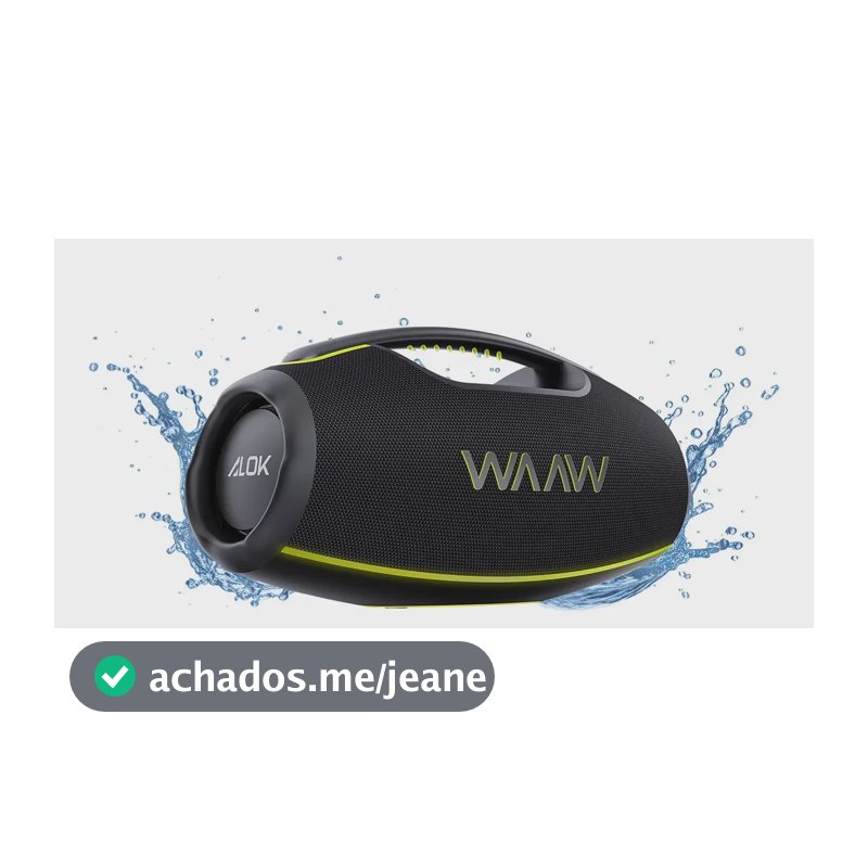 Caixa de Som Boombox Waaw by Alok Hyperboom 1000 Bluetooth À Prova d'Água 180W RMS Até 12h de Autonomia