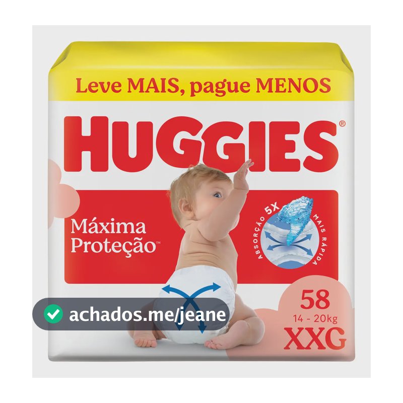 Huggies Fralda Descartável Máxima Proteção XXG - 58 Un