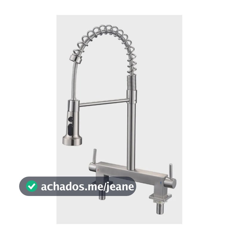 Torneira Gourmet Cozinha Duplo Inox 304 Prata Escovado Winda Prateado Escovado