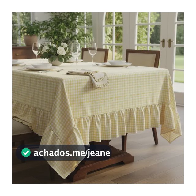 Toalha De Mesa Luxo 6 Lugares Retangular Com Babado Na Barra