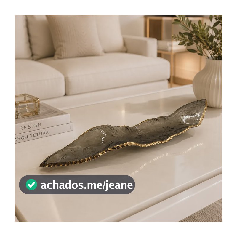 Centro Para Mesa Decorativo Tipo Murano Grande Fume Fume Tipo Murano