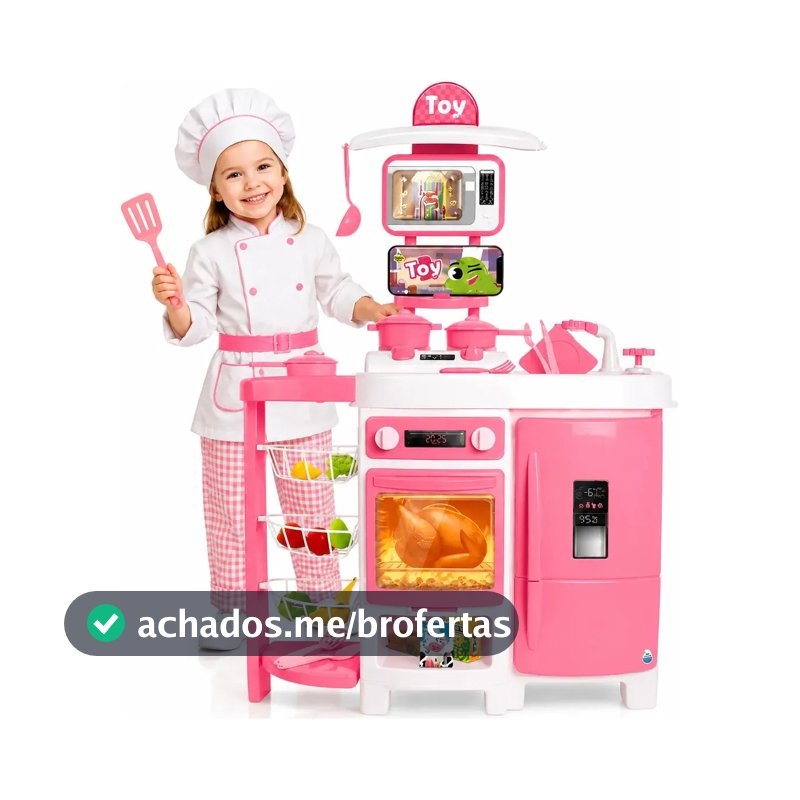 Cozinha Infantil Grande Completa Sai Agua De Verdade 92cm Com Fruteira Geladeira E Acessorios