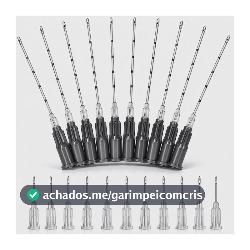 Kit C/ 10 Micro Cânula 22g X 50mm + Agulha Pertuito Maleável