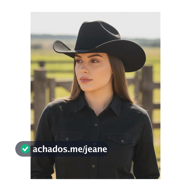 Chapéu Country Ana Castela Vaqueira Rodeio Sertanejo Cowgirl Cor Preto Tamanho Un