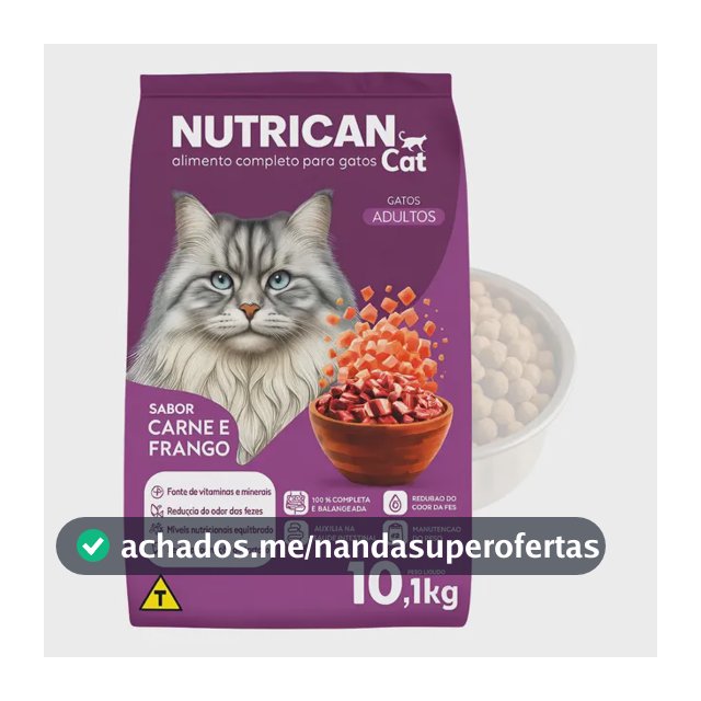 Ração Seca Gato Adulto Nutrican Cat Carne Frango 10,1kg Proteína 28%