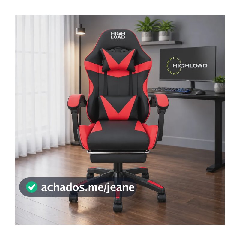 Cadeira Gamer HighLoad Start 2.0 Ergonômica com Apoio para Pés - Preto e Vermelho