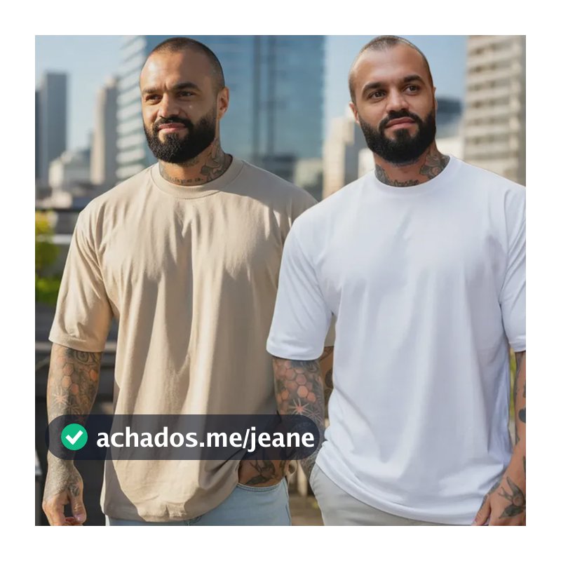 Kit 2 Camisetas Oversized Masculina Lisa Algodão 1 Branca 1 Offwhite G1