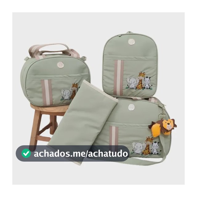 Kit De Bolsa Maternidade Tema Safari Com Trocador E Mochila