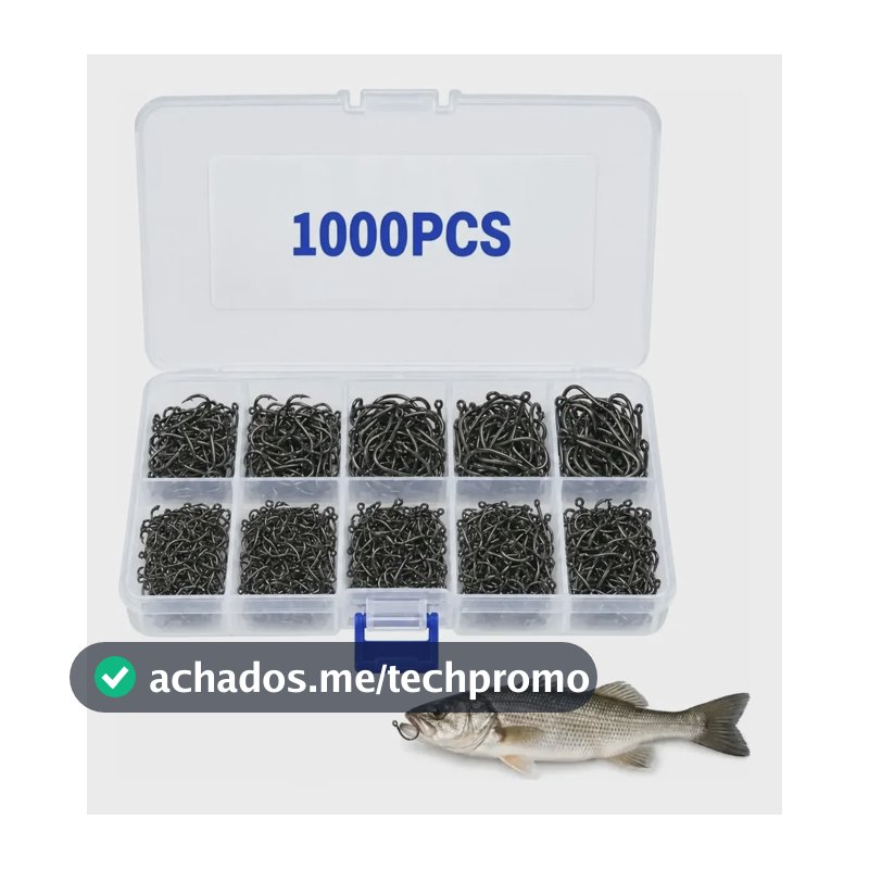 1000 Anzóis De Pesca Chinu Aço Carbono #3 Ao #12 Com Estojo