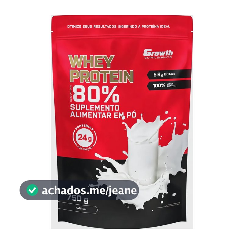 Whey Concentrado 750g Growth Supplements - Variados Sabores Natural