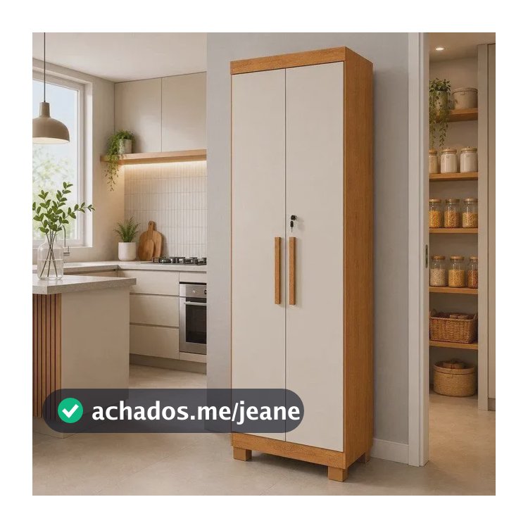 Armário Multiuso 2 Portas Com Chave 100% Mdf Toronto Cinamomo/off White