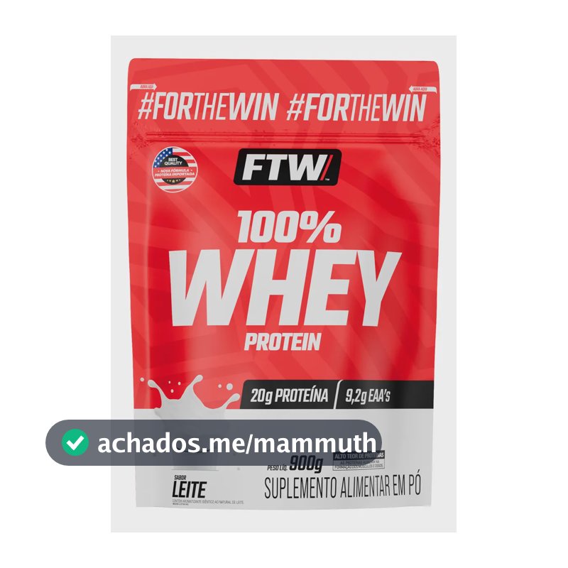 Whey Protein 100% Concentrado Refil 900g Sabor Leite - FTW