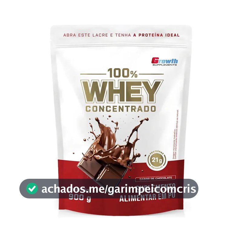 Whey protein Growth Supplements 100% Concentrado 900g em pó sabor Chocolate x 900g