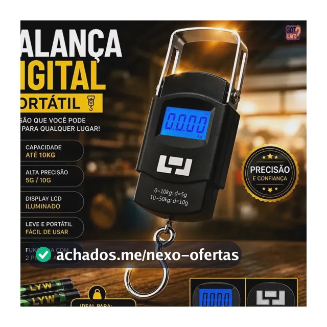 Balança Mala Digital Portátil De Mão Bagagem Gancho De Pesagem GotWire Até 50kg Preto