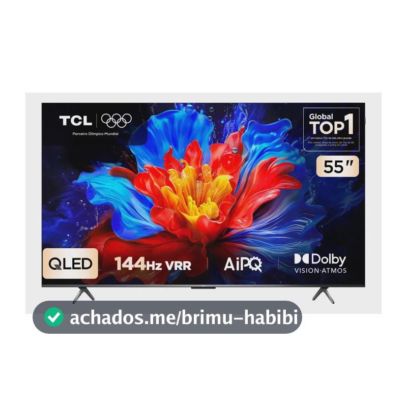 Smart TV TCL 55 Polegadas QLED 4K P8K WiFi Bluetooth Google TV 144Hz HDR10+ Dolby Atmos Vision 55P8K