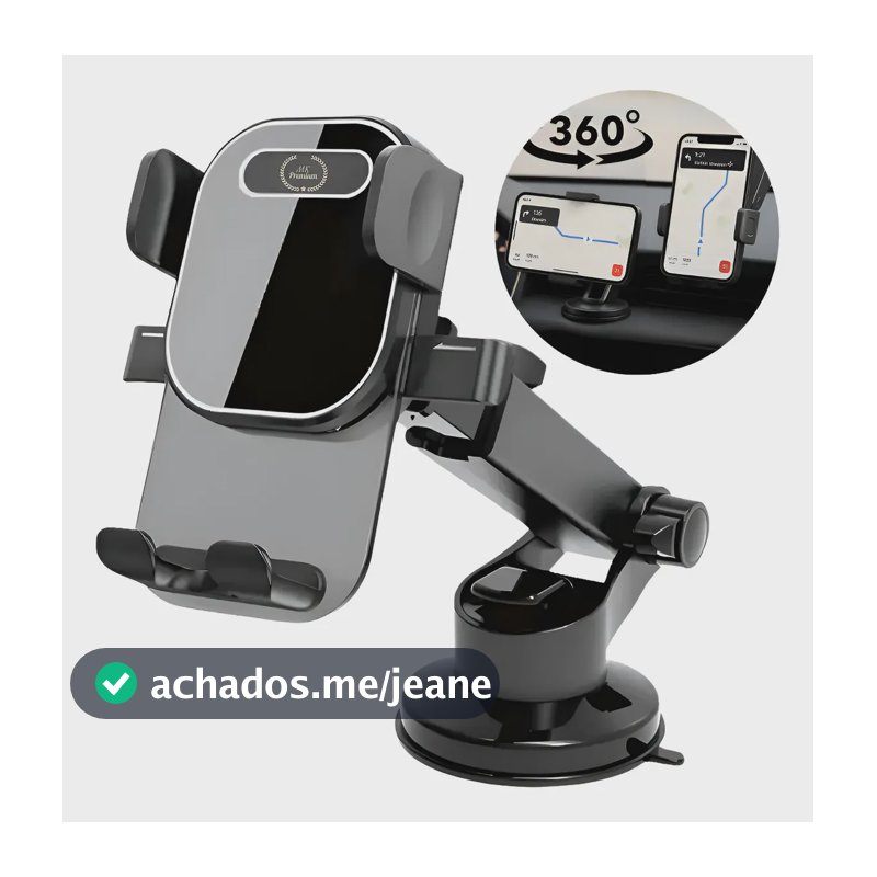 Suporte Celular Carro Painel Vidro Ventosa Giro 360 Graus Preto