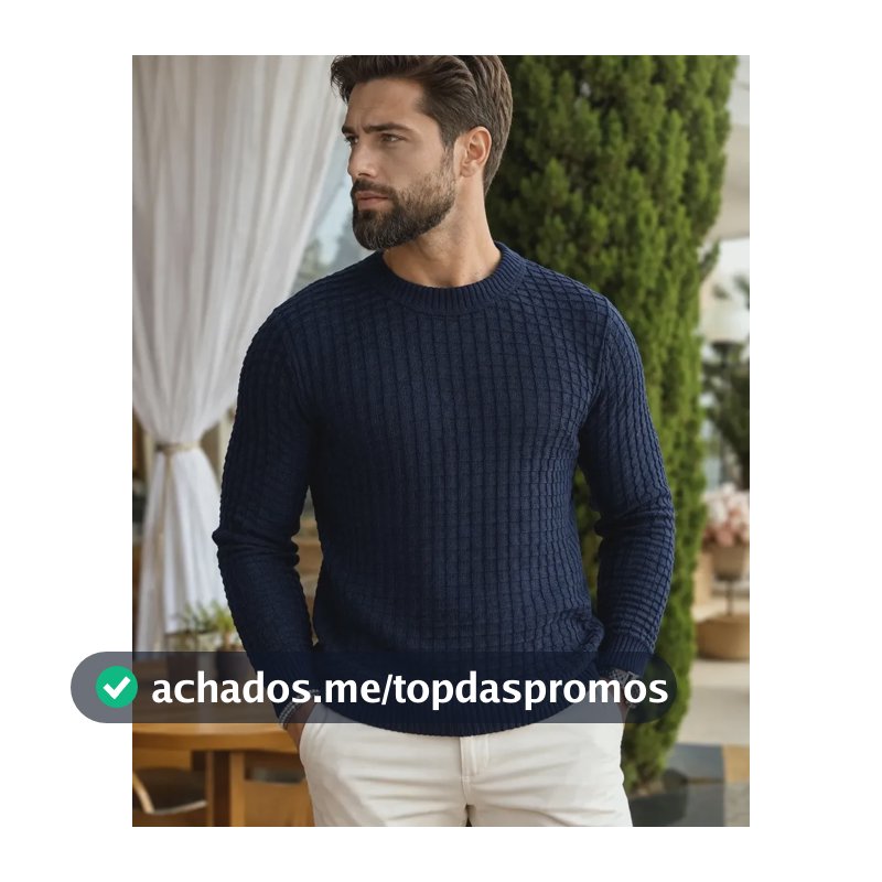 Blusa De Frio Suéter Masculino Lã Tricot Moderna Marinho Links Gg