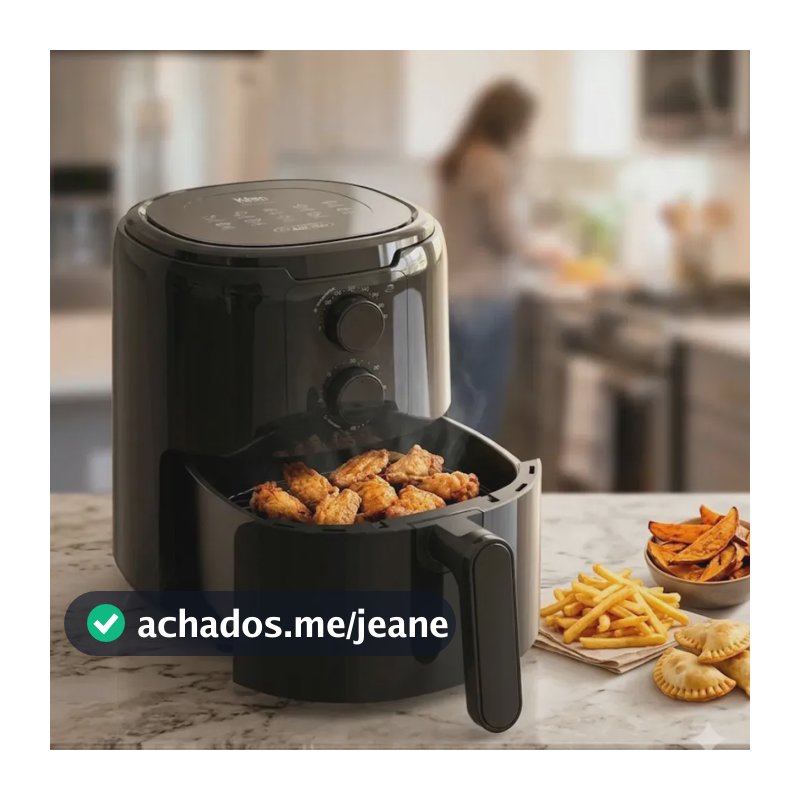 Fritadeira Elétrica Air Fryer Kian Af-107s 4,2l - 1350w - Turbo Air 360° - Preta