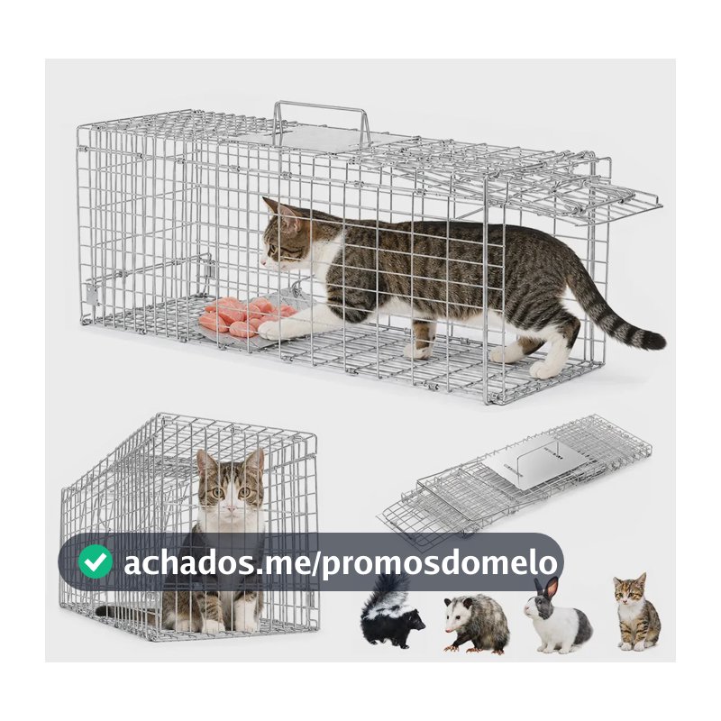 Armadilha Gatoeira Grande Dobravel Porta Automática,Desmontavel Armadinha Para Pegar Gato Gaiola Pega Gato