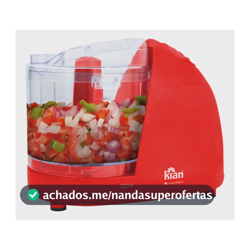 Mini Processador 500ml Lâminas Inox -vermelho 120w Kian -