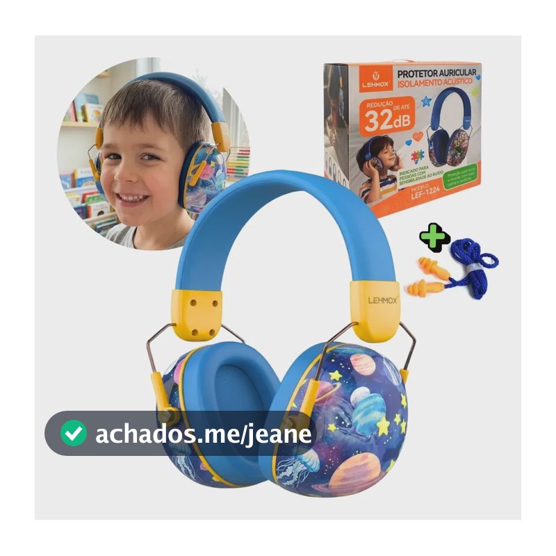 Protetor Auditivo Ajustável Anti Ruído Adulto Infantil Azul-claro