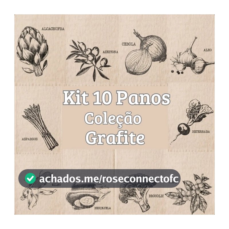 Kit 10 Panos de Prato de Algodão Cru Estampado de 45"x72" para Cozinha