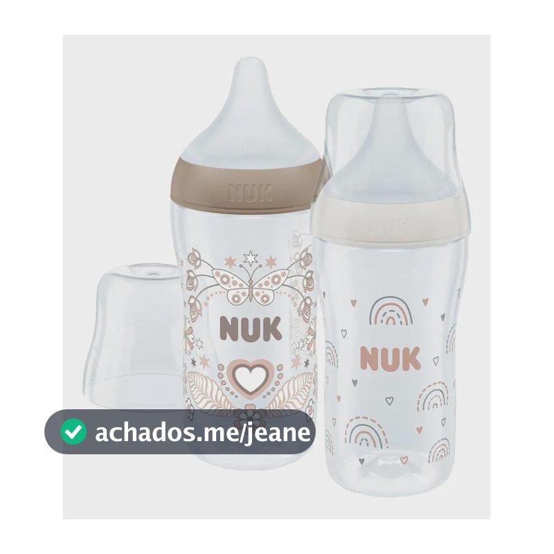 Kit 2 Mamadeiras Nuk Perfect Match 260ml 3m+ Bico Silicone Neutra Arte