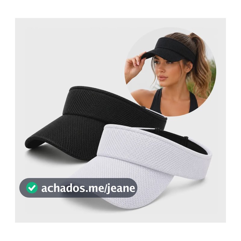 Kit 2 Viseira Praia Esportiva Uv50+ Ajustável Verão Volei Preto-branco Un Liso