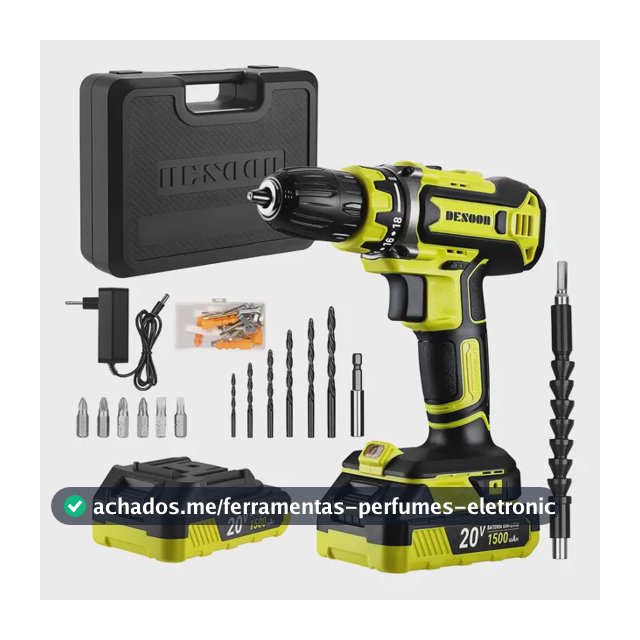 Parafusadeira Desoon 20v Com Motor De Cobre, Maleta E 13 Acessórios Verde-claro 127/220v