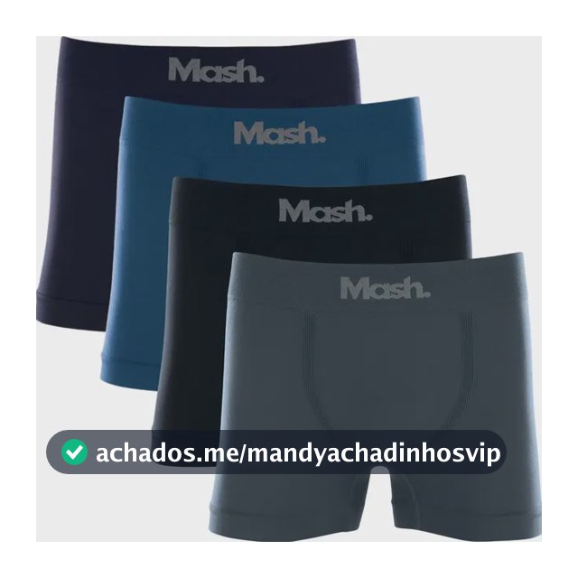 Kit Com 4 Cuecas Boxer Microfibra Mash Box Sem Costura