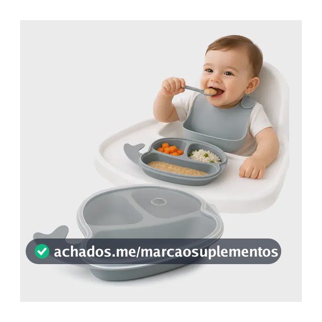 Prato Infantil Baleia 3 Divisórias E Tampa Colors Clingo 6m+