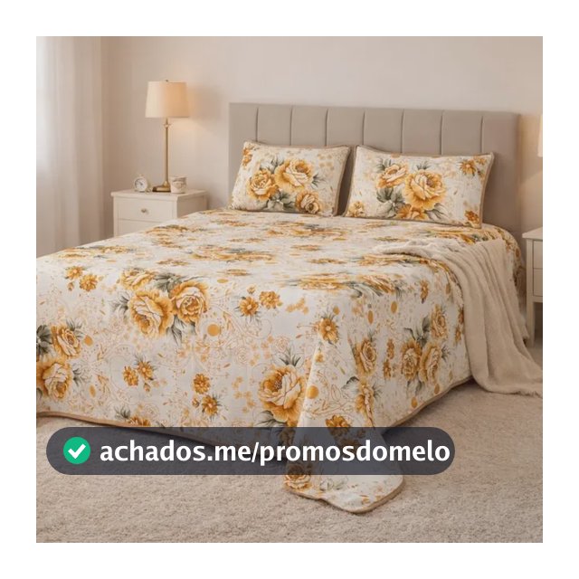 Colcha Cobre Leito Casal Padrão Piquet 3 Peças Estampado