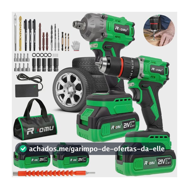 Kit Furadeira Parafusadeira Chave De Impacto Brushless