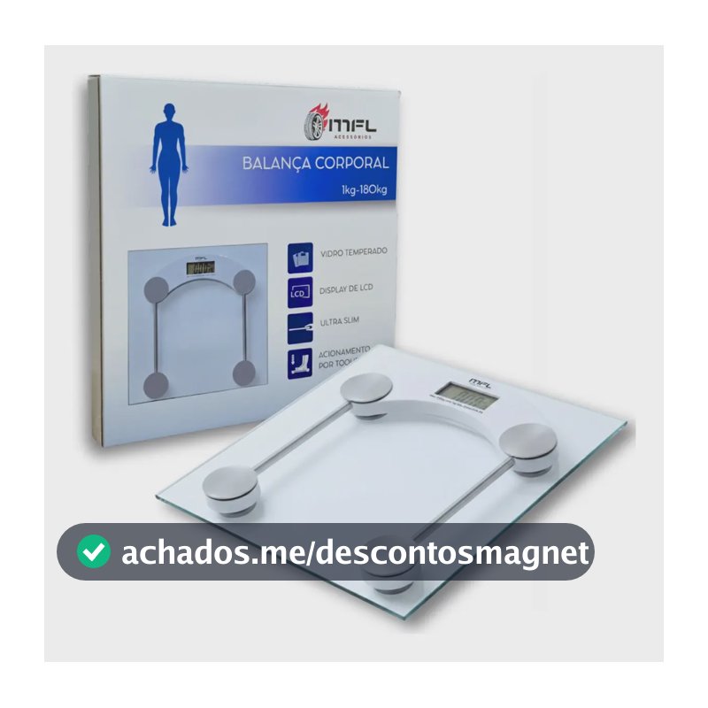 Balaça Digital Vidro Ate 180kg Banheiro Academia Com Medidor De Temperatura Pilhas Marca MFL
