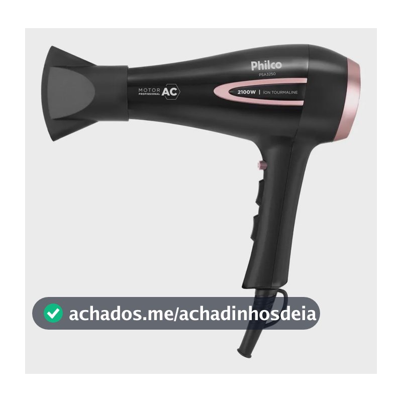 Secador De Cabelos Philco Psa3250 Íons Tourmaline 2100w Cor Preto