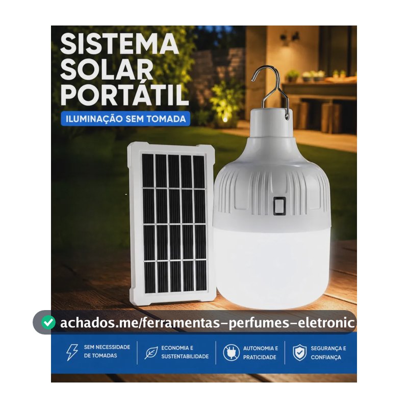 Lampião Lampada Led Com Placa Solar Recarregável Camping Usb Pesca Jardim Luminária Viagem - Black Raipe