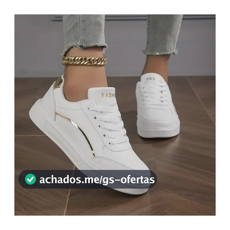 Tenis Feminino Casual Branco Retrô Clássico Original Force Branco-dourado Liso 37,0 Br