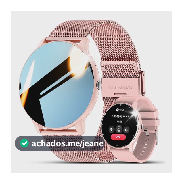 Relógio Inteligente Mulher Smartwatch Esportivo Redondo Rosa