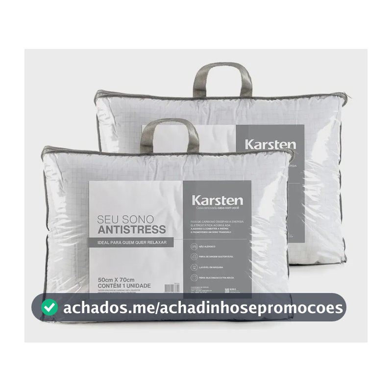 Kit 2 Travesseiros Antialérgico 50x70cm Hotelaria Karsten