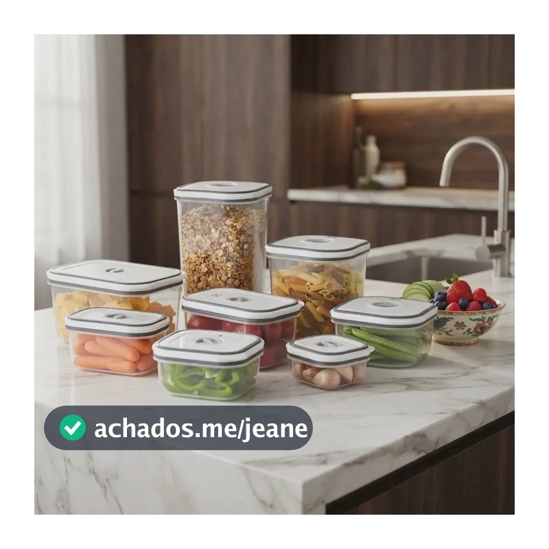 Potes Herméticos Electrolux Kit com 8 Transparente Com Tampa Branca Porta Mantimentos e Alimentos