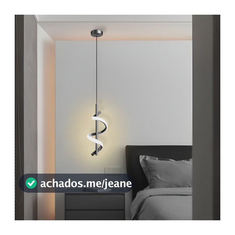 Luminaria Pendente Teto Led,lustre Sala Espiral Modernos 127/220v Preto