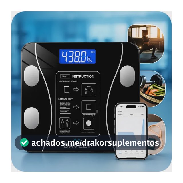 Balança Digital Bioimpedância Bluetooth Corporal Aparelho Alta Capacidade Balança De Banheiro Academia App Para Android E Para Ios Cor Preto Marca Davely