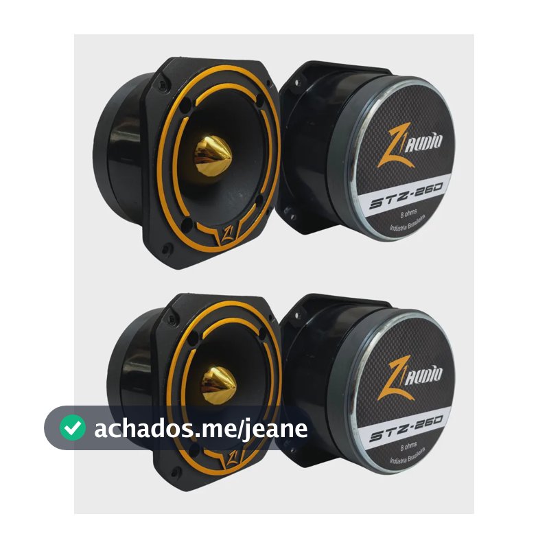 Super Tweeter Automotivo Zetta 260W RMS Preto Dourado Kit 2 Unidades