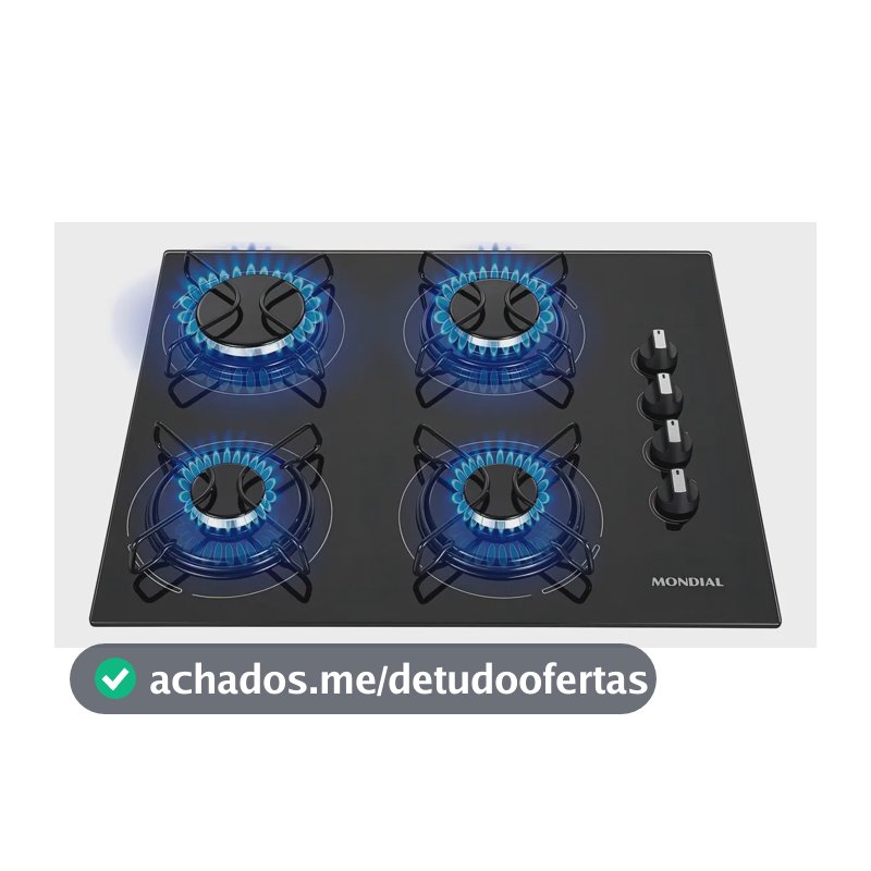 Cooktop a Gás, 4 Bocas, Mondial Bivolt CTG-01